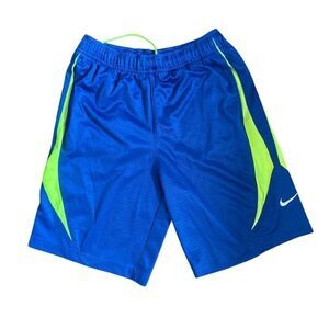 Nike Men's Athletic Shorts Blue Neon Yellow Drawstring Pockets Size M